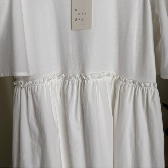 A New Day White Size M Dress Women's Flutter Short Sleeve Knit Woven NWT $25 - Picture 4 of 11
